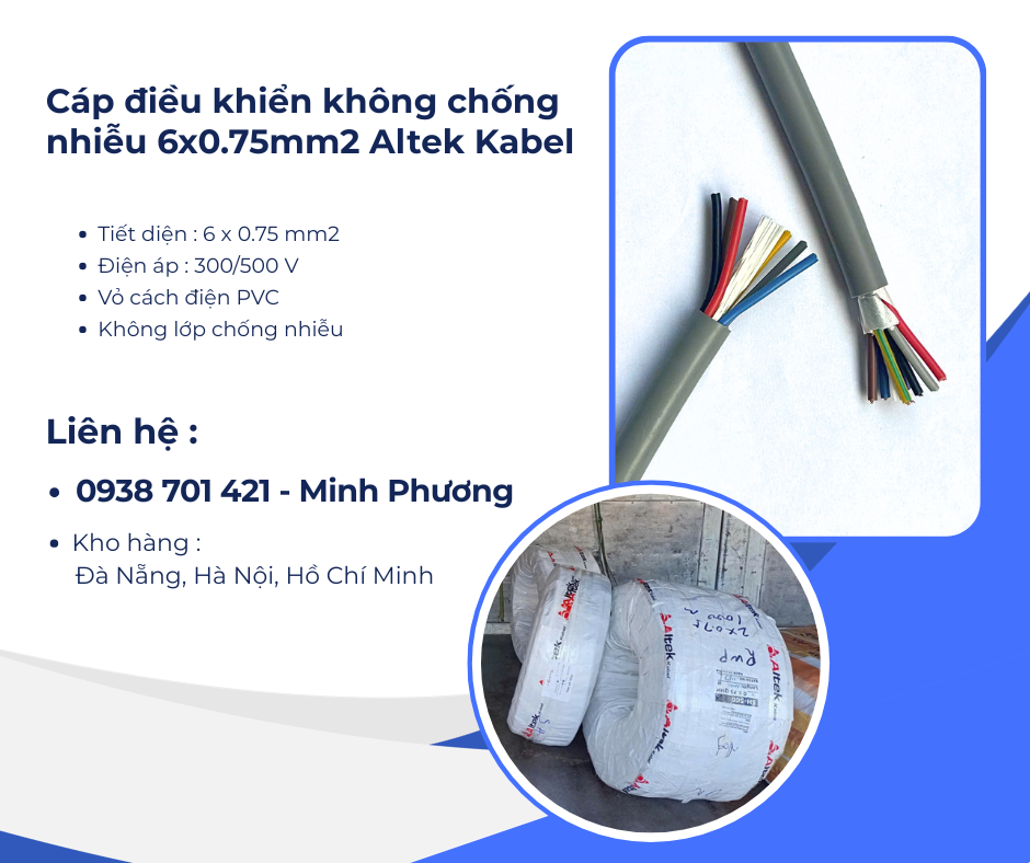 Cáp điều khiển không chống nhiễu Altek Kabel 6x0.75mm2 Đà Nẵng, Hà Nội, HCM